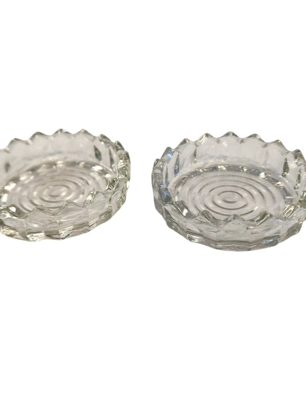 vintage American Fostoria Jeannette "Cubist" glass butter pat dishes